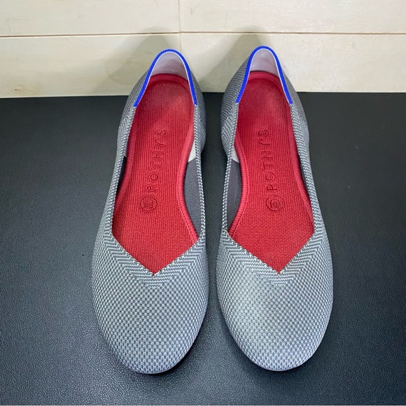 Rothys The Flat Pebble Grey Women's Size 8 Shoes Knit Ballet Flats Slip-Ons - Picture 7 of 11
